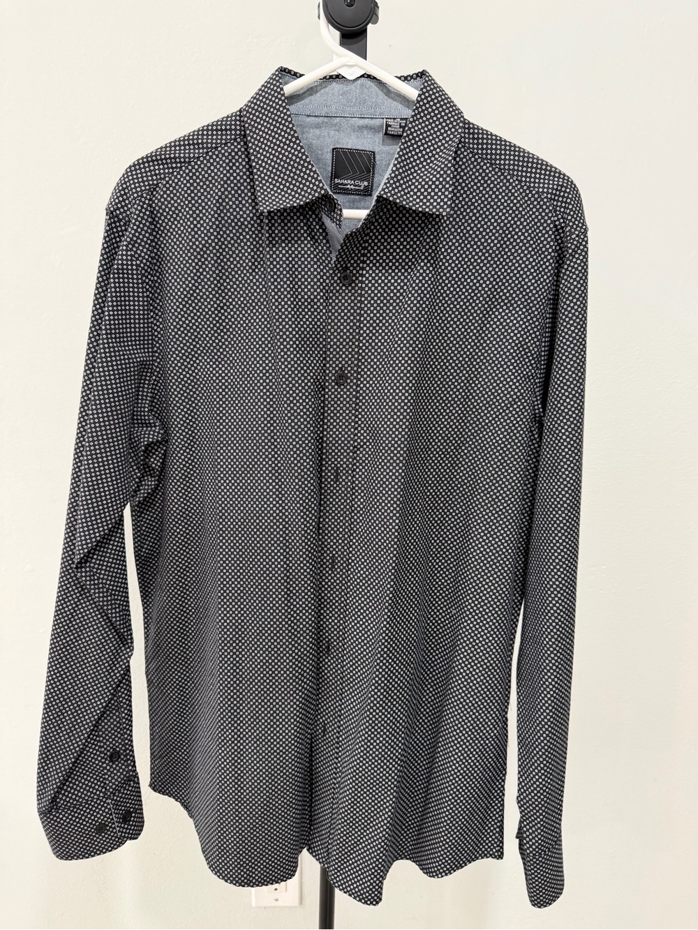 Sean John Black Shirt with White Microdot Pattern